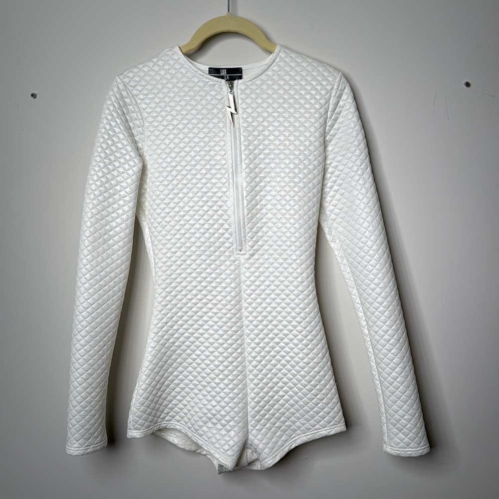 Lux LA small white quilted romper